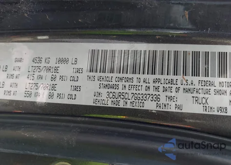 2016 Ram 2500 Tradesman из США, поврежденный, VIN 3C6UR5CL7GG337336